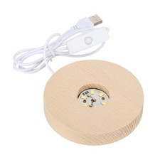 LED Legno Palla Supporto Espositore Base 10x2cm Bianco Luce Rotonda