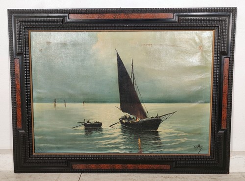 Antico grande quadro olio - quadro, tela