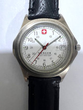 Orologio Wenger Swiss Made Quadrante Bianco Data Stile Militare Uomo Quarzo