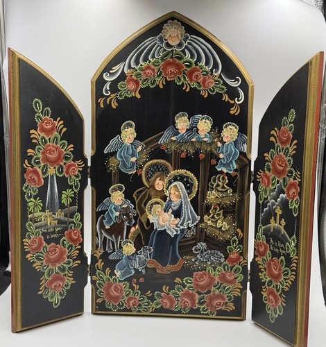 Trittico religioso legno - in,