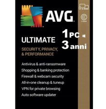 AVG ULTIMATE 2025 1 PC 3 anni | Internet Security, Tuneup, VPN, AntiTrack | 2026