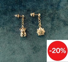 Mono Orecchino Donna Ragazza Oro Bianco 18kt 750 Coccinella o Orsetto Pendente