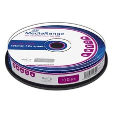 10 Blu Ray MediaRange BD-RE HTL, 25GB 135 Min 2X Rewritable in cake - MR501