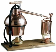 DISTILLATORE ALAMBICCO LUSSO IN RAME CON TERMOMETRO FORNELLO BICCHIERE 2,8LT 014