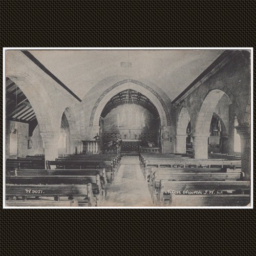 Niton church interior postcard - church,