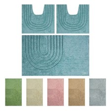 OLIVO.shop Set 3 Pezzi Tappeto Bagno Antiscivolo Tappeto in Cotone PARURE MODERN