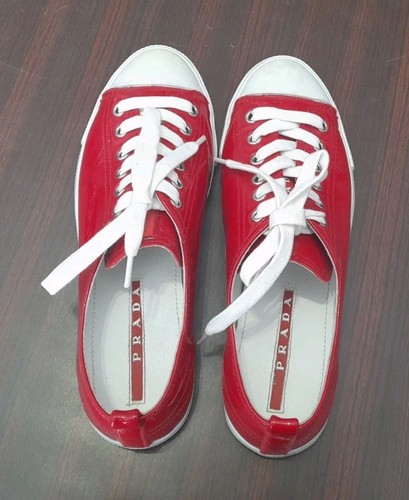 Prada red rosso lucida sneaker - red,