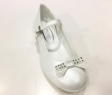 BALLERINA BAMBINA MADE IN ITALY IN PELLE  CON FIOCCO  FRONTALE CON STRASS