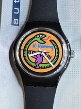 🇨🇭 Swatch SERPENT KEITH HARING VINTAGE AUTOMATIC BLACK 