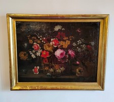 Scuola Fiamminga - Fiori in un cesto di vimini, XIX