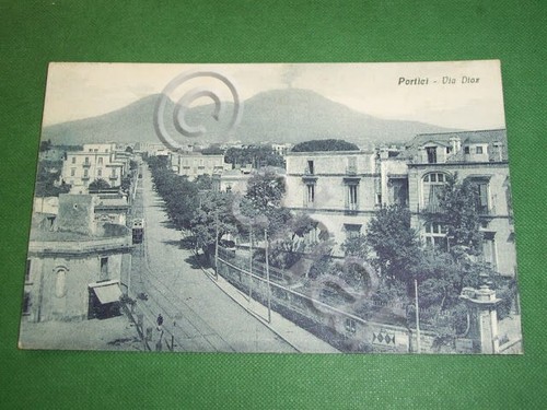 Cartolina portici via - portici, diaz