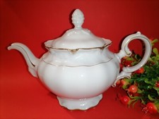 Grande teiera in porcellana bianca oro Bavaria Efehenbach La Reine vintage