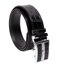Cintura in vera pelle di coccodrillo nera BAMBOO Genuine black crocodile belt