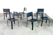 ⚜️ SET 6 SEDIE DESIGN WILLY RIZZO PER CIDUE EPOCA 1970S PELLE VINTAGE CHAIRS