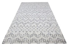 Tappeto Beige Blu Fatto A Mano