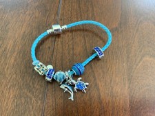 bracciale pelle blu 20 cm 