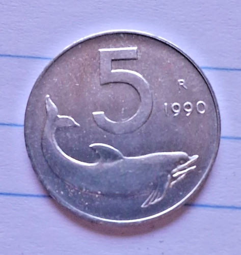 Moneta lire italia delfino - 5,