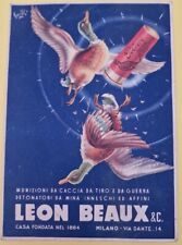 PUBBLICITA' 1948 CARTUCCE LEON BEAUX & C. MILANO CACCIA TIRO GUERRA ANATRE SPORT