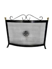 PARASCINTILLE PER CAMINO CAMINETTO CURVO IN FERRO 60x46h cm POMELLI IN OTTONE