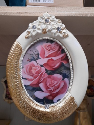 Quadro ovale rose - rosa, cornice