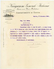 1901 GENOVA Navigazione Generale Italiana FLORIO E RUBATTINO Lettera commerciale