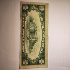 Banconota 10 Dollari  USA "Hamilton Serie 1934 A "Bollino Verde Pallido Rara