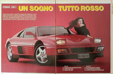 Clipping Ritaglio Articolo 1990 FERRARI 348 T Un Sogno Tutto Rosso