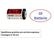10 batterie Litio EVE 14250  Li-SOCL2 1/2 AA  ER14250 3,6V 1200 mAh x allarme