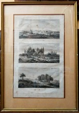 tre incisioni paesaggistiche in bianco e nero 36,8 x 53 cm singole 20 x 9,8 cm