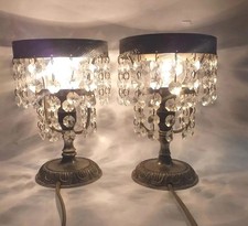 Coppia Lampade Comodino Cristalli 2  Livelli Antiche 50' Funzionanti +2lampadine