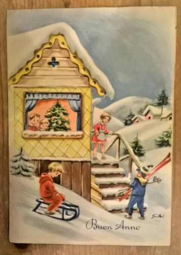 Cartolina natale vintage - cartolina,
