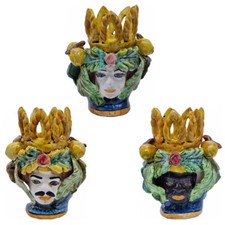 TESTE DI MORO H18 MODELLO STORICO CERAMICA CALTAGIRONE  