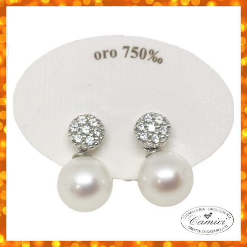 Orecchini donna oro - bianco, 18
