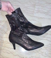 STIVALETTI DONNA GLITTER TACCO 5 CM TRONCHETTO A CALZINO EU 36