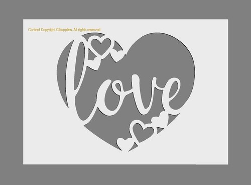 Love hearts stencil in mylar - |,