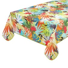 Tovaglia Cucina Cotone Plastificato Antimacchia Bordata Foglie Palma Multicolore