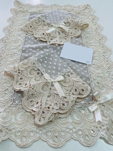 Tris centrini tulle ricamato - tris,