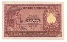 100 LIRE ITALIA ELMATA FIRME  DI CRISTINA DECR 31 - 12 - 1951