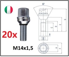 kit 20 bulloni flottanti autocentranti M14x1.5 VW Golf Scirocco passat touran