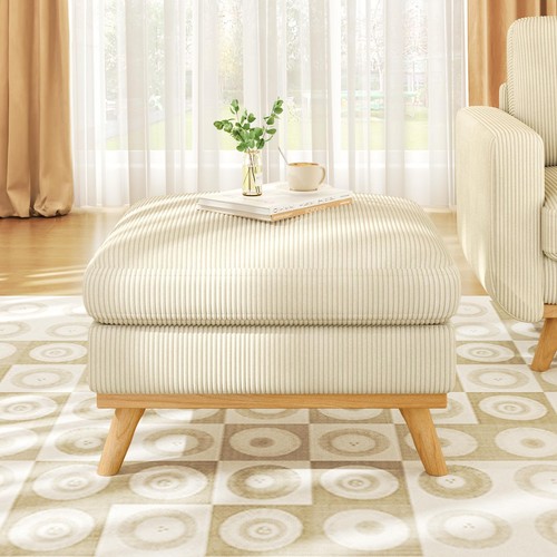 Corduroy pouf ottoman - pouf,