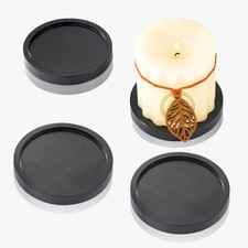 - Portacandele in Legno Nero, Set Di 4 Piatti Rotondi in Legno per Candele Galle