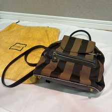 Zaino fendi tela pelle - zaino, marrone
