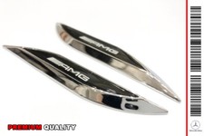 ✨ SET 2 STEMMA EMBLEMA LOGO ADESIVO "MERCEDES-BENZ AMG" 3D CROMO (11,0x2,00) ✨