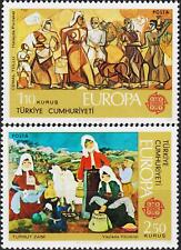 Turchia 1975 Europa Dipinti Mosaico Arte Cucina Cibo Costumi Pecora 2v Set MNH