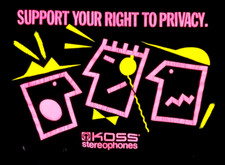 T-shirt stereofoni Koss nera XL retrò anni 90 cuffie 2 lati jerzees cotone