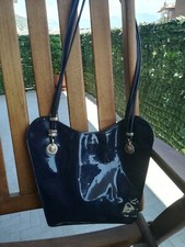 borsa tracolla vintage GIANNI VERSACE blu lucido logo meduse color oro argento