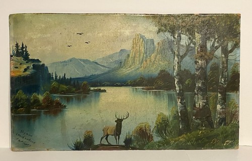Vecchio dipinto olio paesaggio