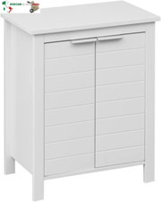 Armadietto Da Bagno A Terra, Mobiletto Lavanderia Ingresso, Bianco, 2 Ante, Mode