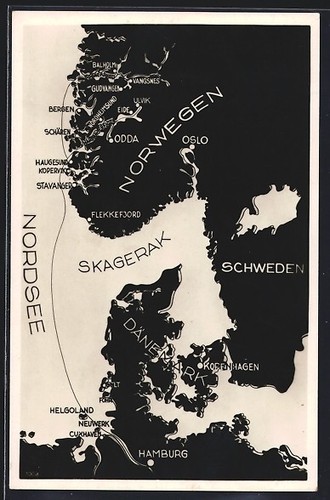 Cartolina norvegia mappa del - cartolina,