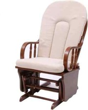 SM POLTRONA SEDIA A DONDOLO OSCILLANTE DOUGLAS LEGNO NOCE MASSELLO CUSCINO BEIGE